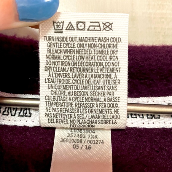 VS Pink Maroon Black And White Zip Up Hooded Jacket Sz L - Picture 4 of 6